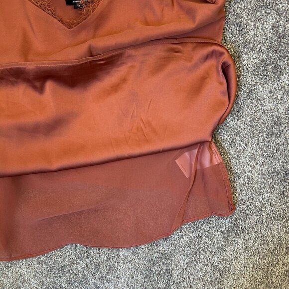 Express Womens Satin Lace Strap V-Neck Downtown Cami Desert Rose Size XS NWT $44 - Picture 8 of 16